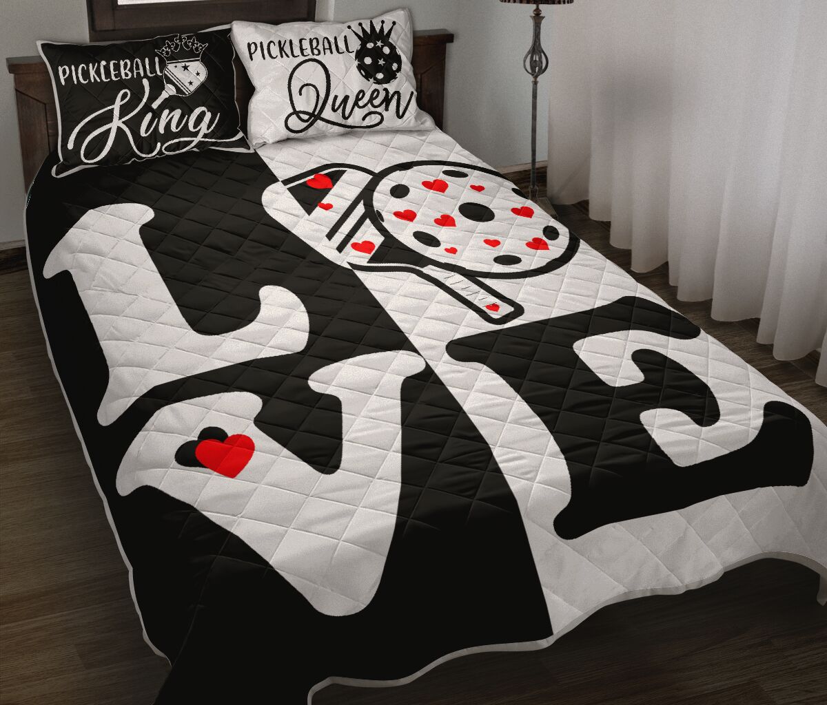 Pickleball Black King And While Queen Qbs Quilt Bed Set Bedroom Decoration Twin/King /Queen Size Bedding