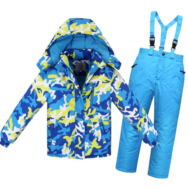 -30 Degrees Children Winter Ski Suit Waterproof Plus Velvet Warm Girl Jacket Coat 4-14 Years Boy Cotton Overalls Snowsuit alx