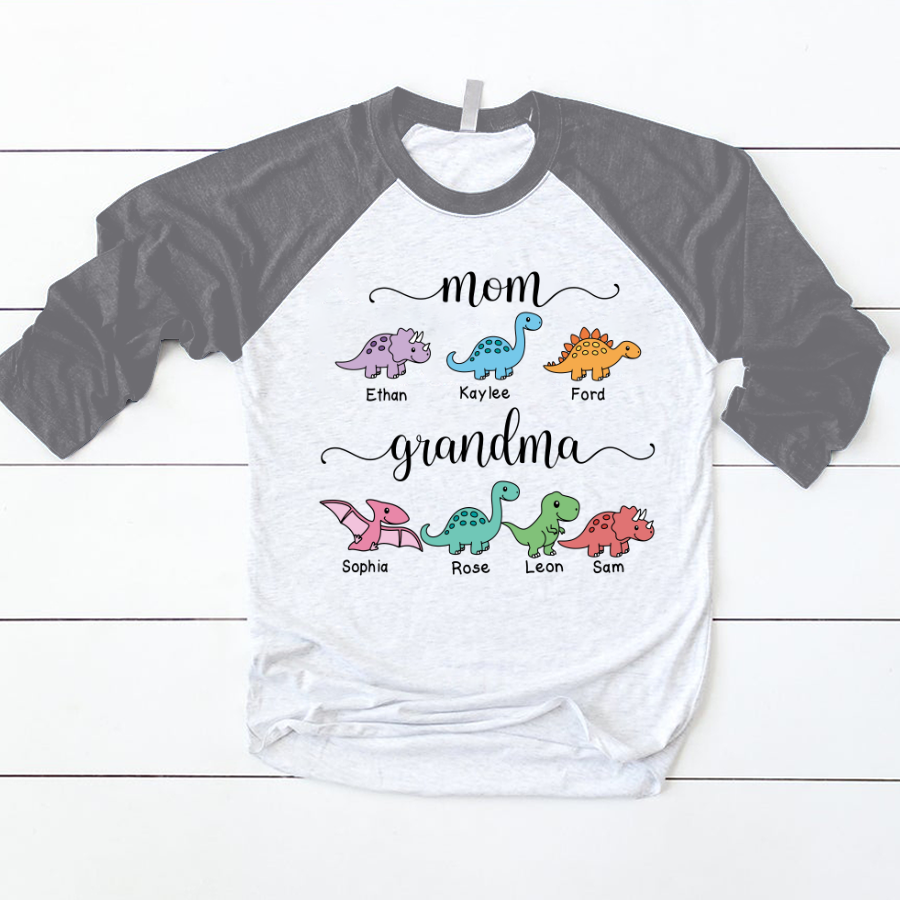 Mom Grandma Saurus Personalized Shirt Baseball