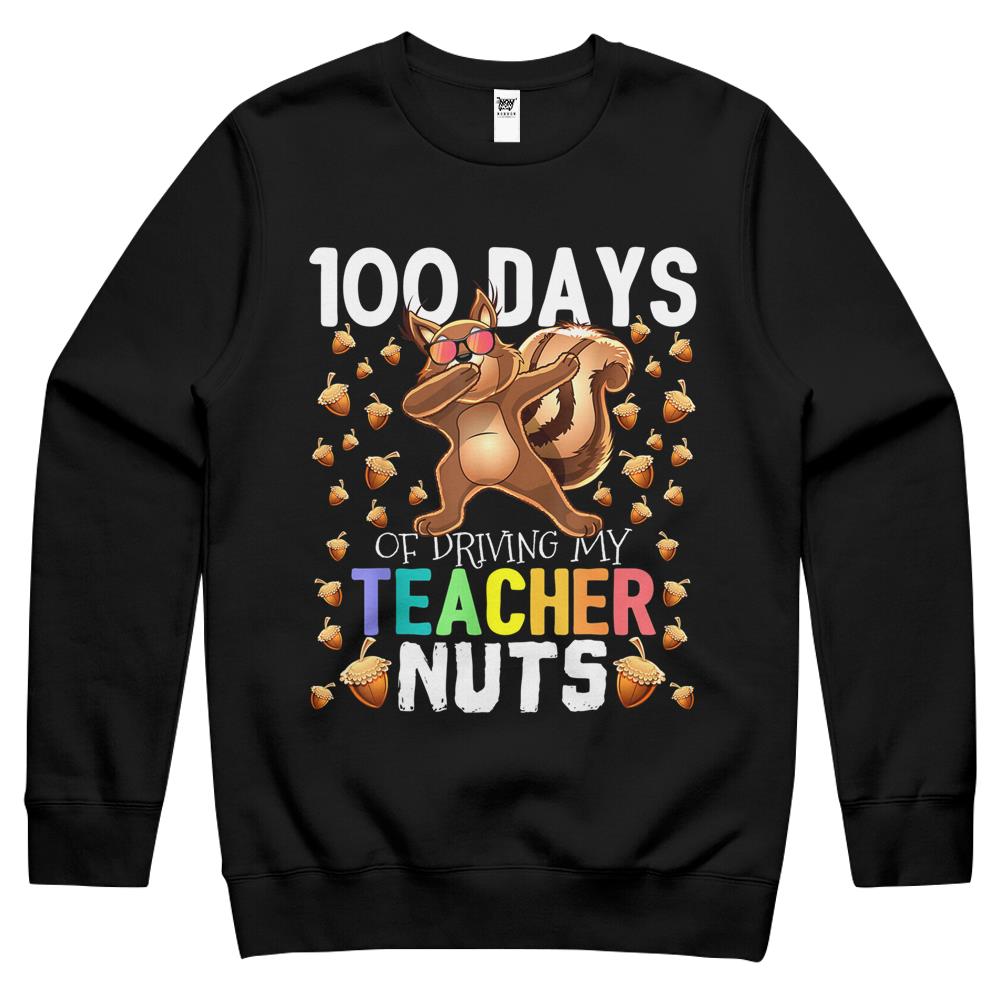 100 Days Of Driving My Teacher Nuts Dabbing Squirrel School Crewneck Sweatshirt