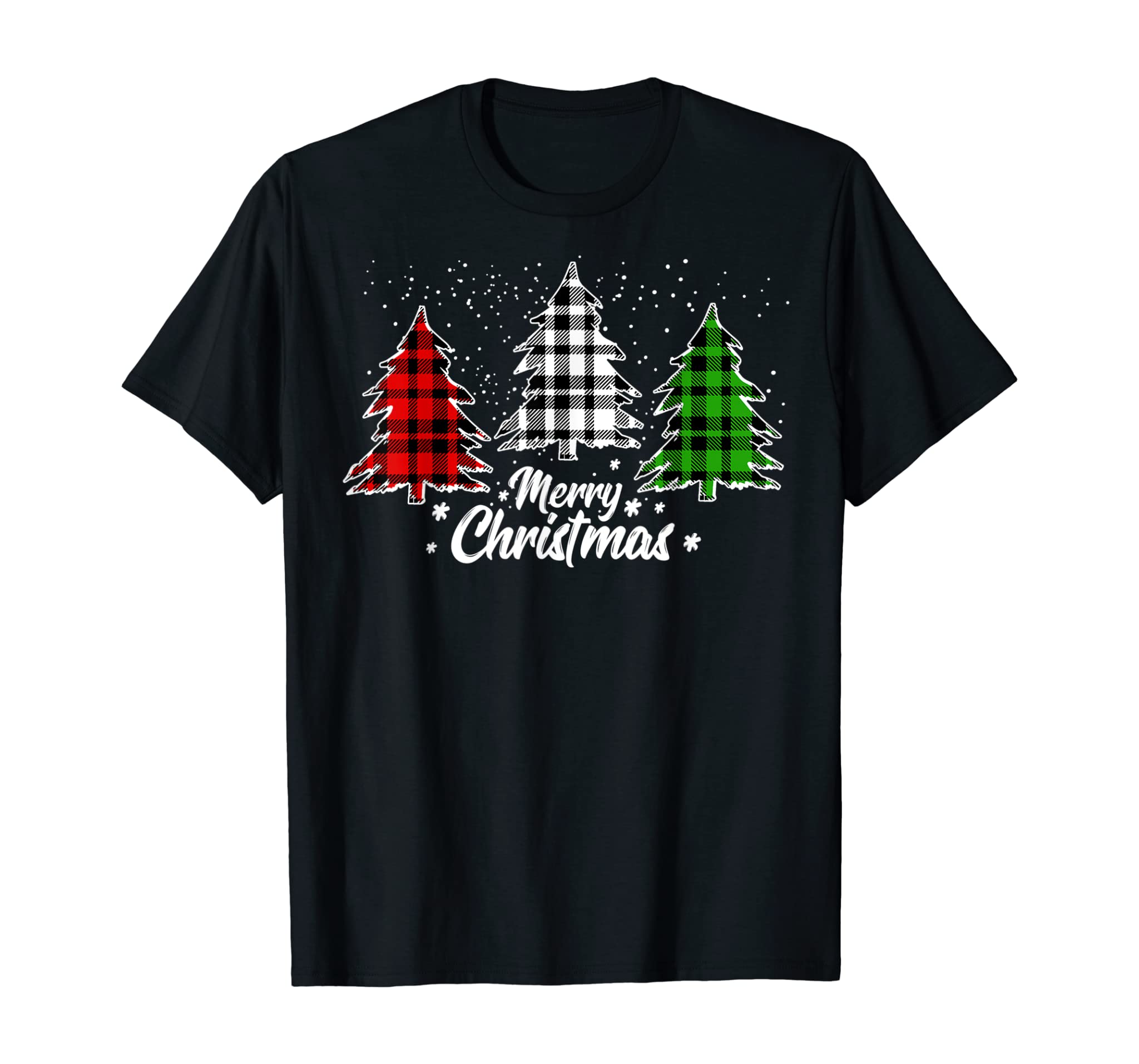 Christmas Tree Buffalo Plaid Red White Green Xmas Light Gift T-Shirt