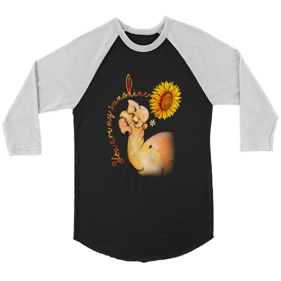 You Are My Sunshine Sunflower Elephant Design, MOther’s Day – Canvas 3/4 Raglan Shirt