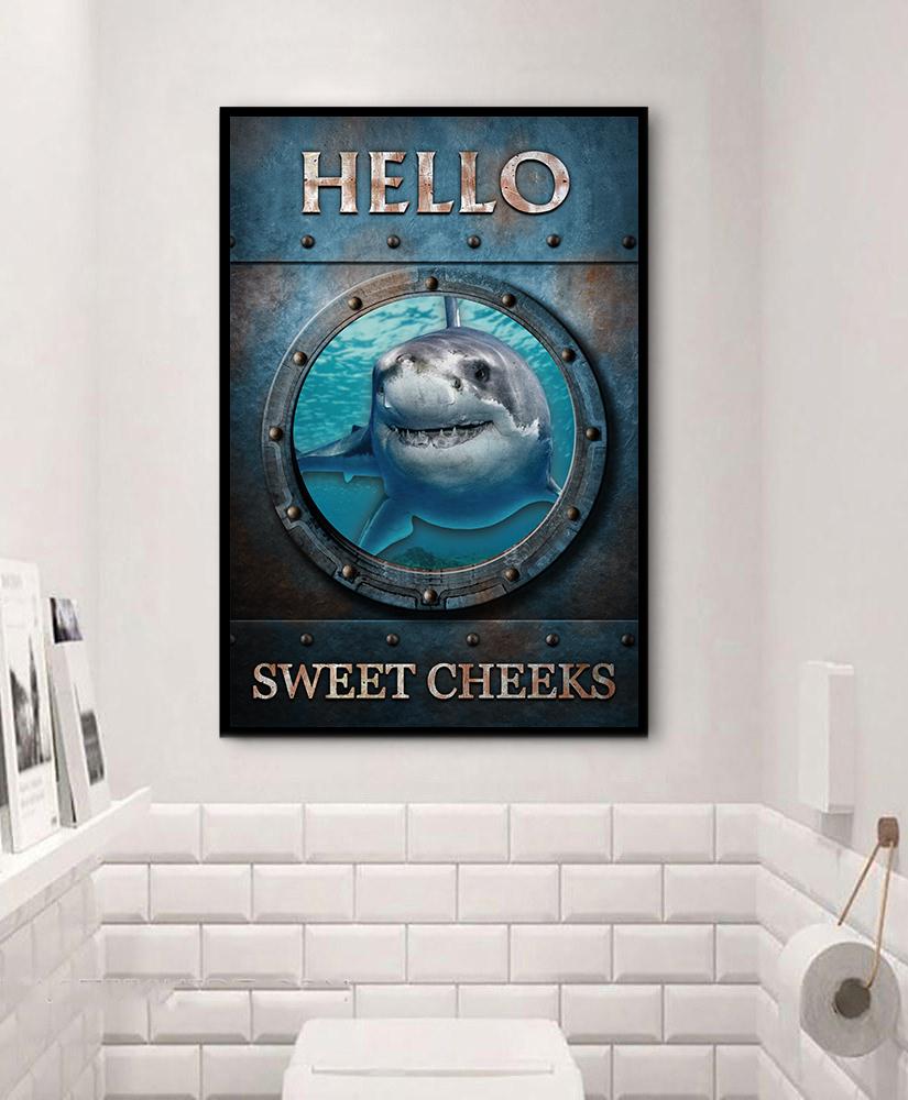 Shark Window Ocean Hello Sweet Cheeks Customized Poster