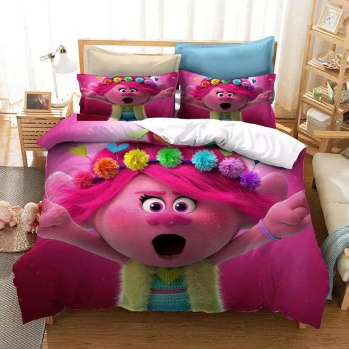 Trolls Poppy 6 Duvet Cover Pillowcase Home Decor 3D Bedding Set 3521