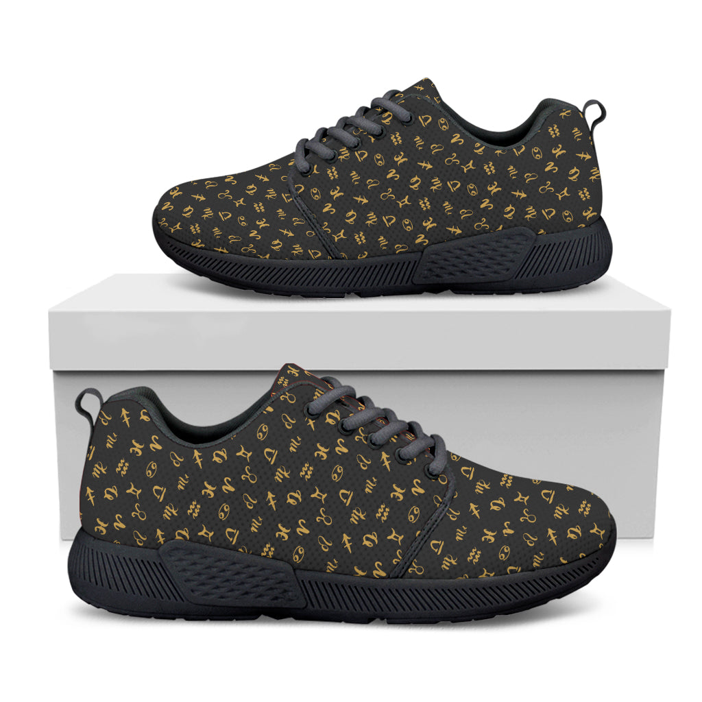 Zodiac Astrological Signs Pattern Print Black Athletic Shoes