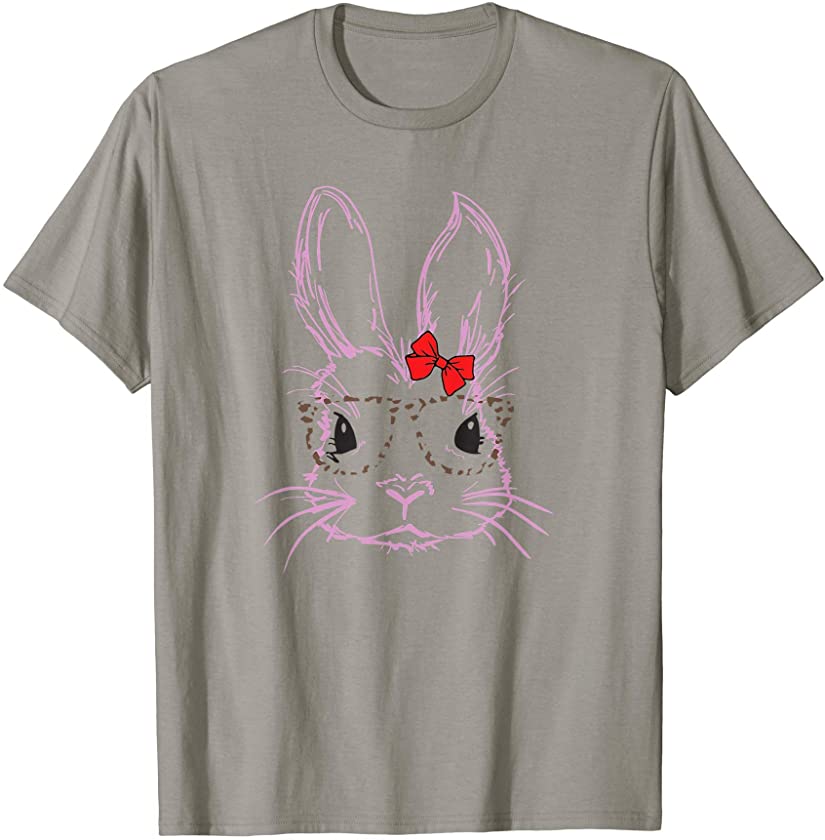 EASTER Bunny Shirt, Bunny With Glasses Shirt, Leopard Bunny T-Shirt