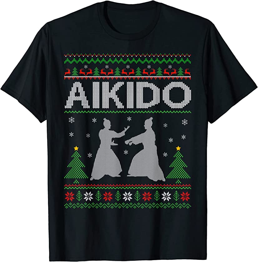 Aikido Ugly Christmas Sweater Style Aikido Xmas T-Shirt