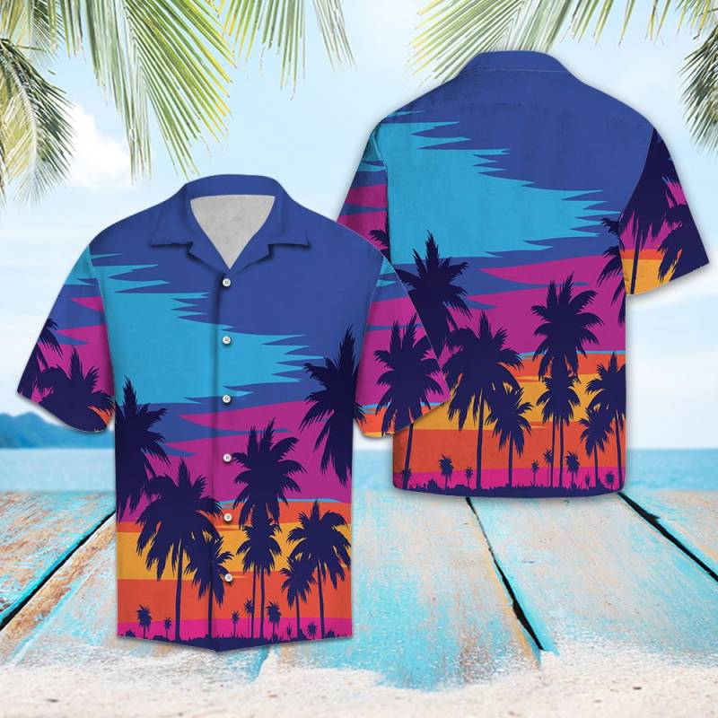 Evening On The Beach With Palm Trees Hawaiian Shirt Ha44433