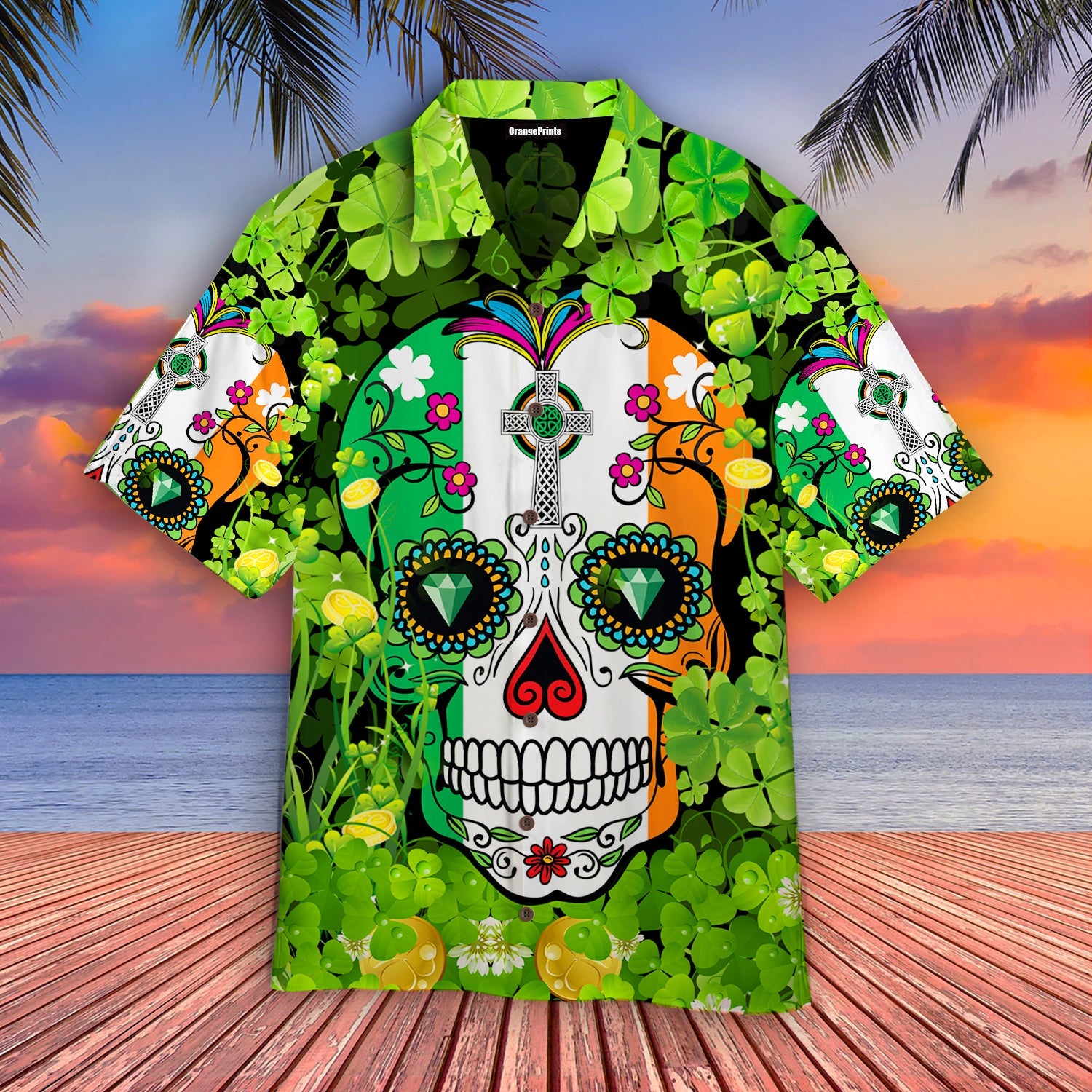 Sugar Skull Saint St Patricks Day Hawaii Shirt For Men Women Adult Ha61939