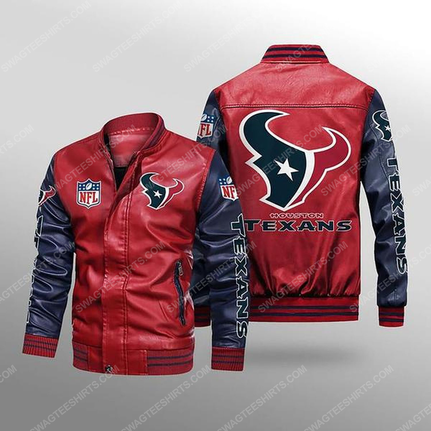 [Special Edition] Houston Texans All Over Print Leather Bomber Jacket – Maria