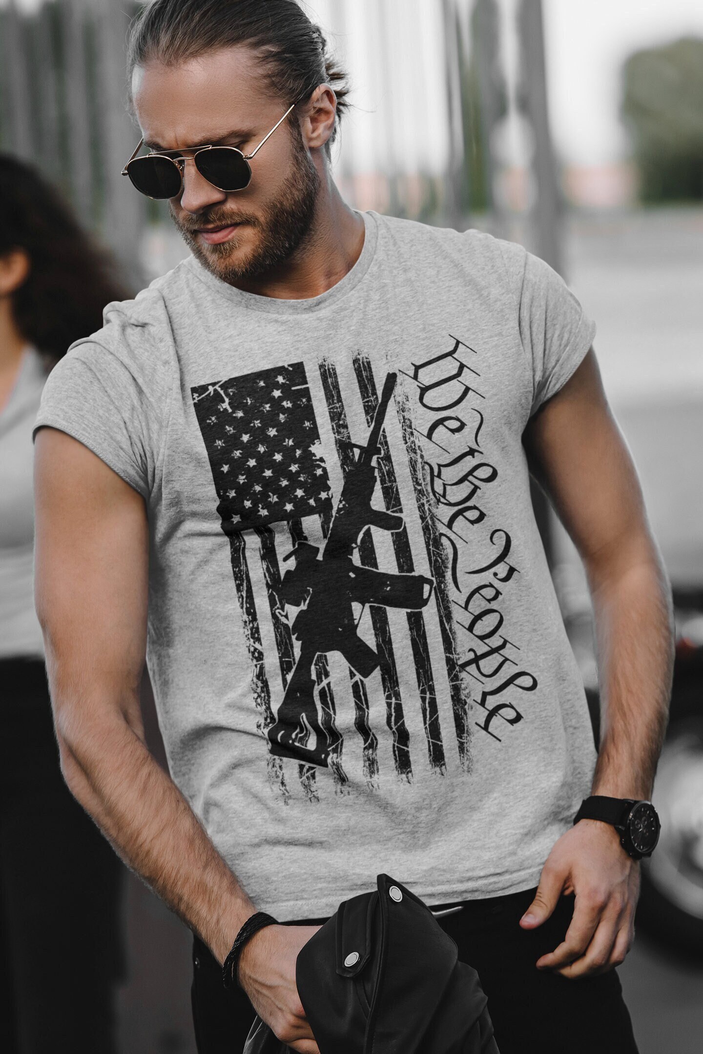 Patriotic 2nd Amendment Supporters We The People T-Shirt AR-15 USA Flag T-Shirt for Patriotic Supporters