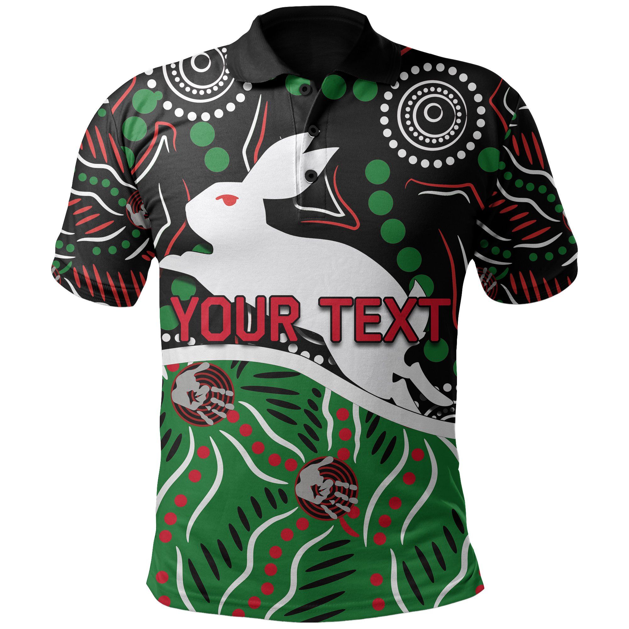 (Custom Personalised)Rabbitohs Polo Shirt Aboriginal TH4