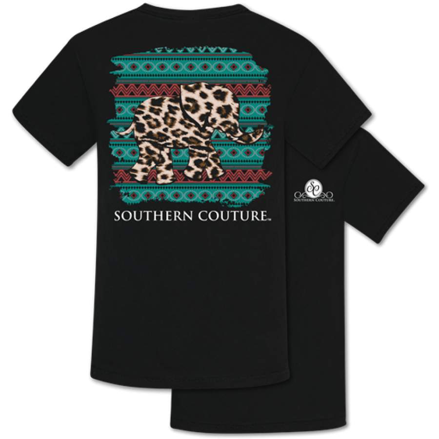 Southern Couture Leopard Elephant Comfort Colors T-Shirt