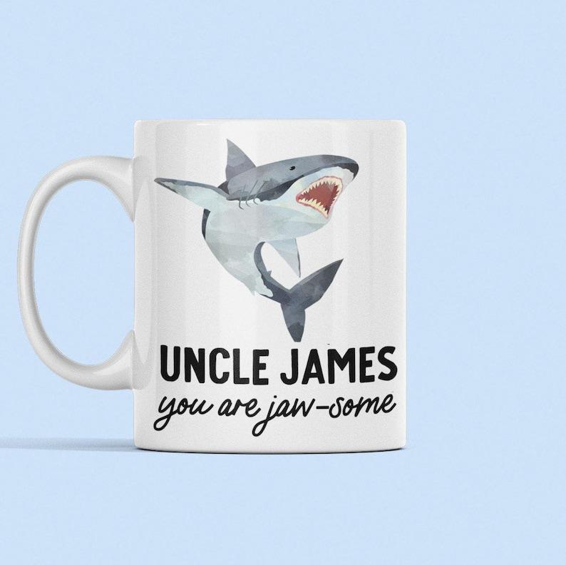 Uncle Personalised Shark Mug, Uncle Birthday Gift, Personalised Mug, Sharks, Gift Mug