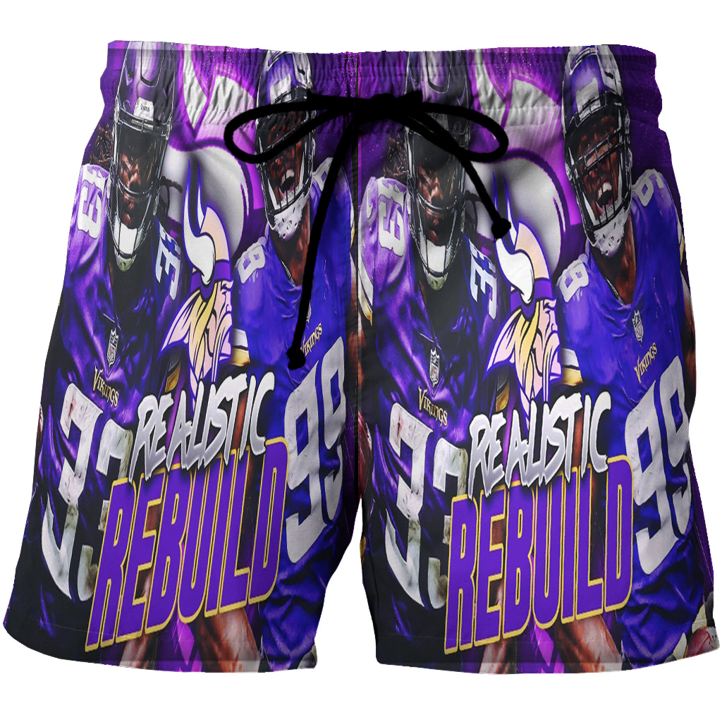 Minnesota Vikings Team Rebuild 3D All Over Print Summer Beach Hawaiian Short