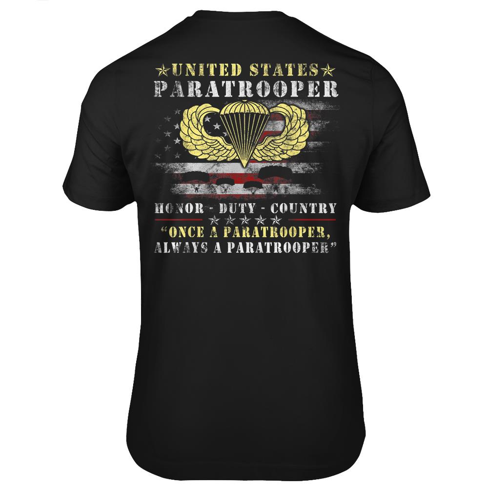 U.S Airborne Paratroopers Veteran Vintage T Shirts Print On Back