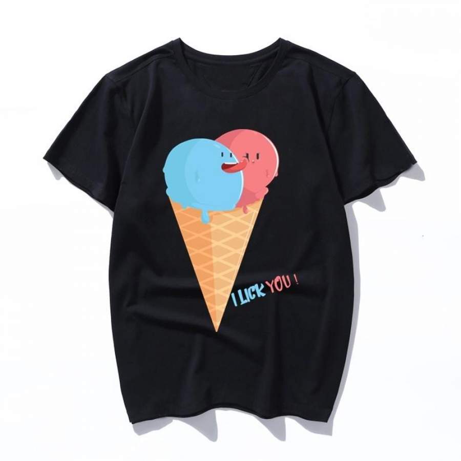 ice cream love black men t shirt women print t-shirt vintage cotton t-shirt short sleeve streetwear tumblr top XS-3XL