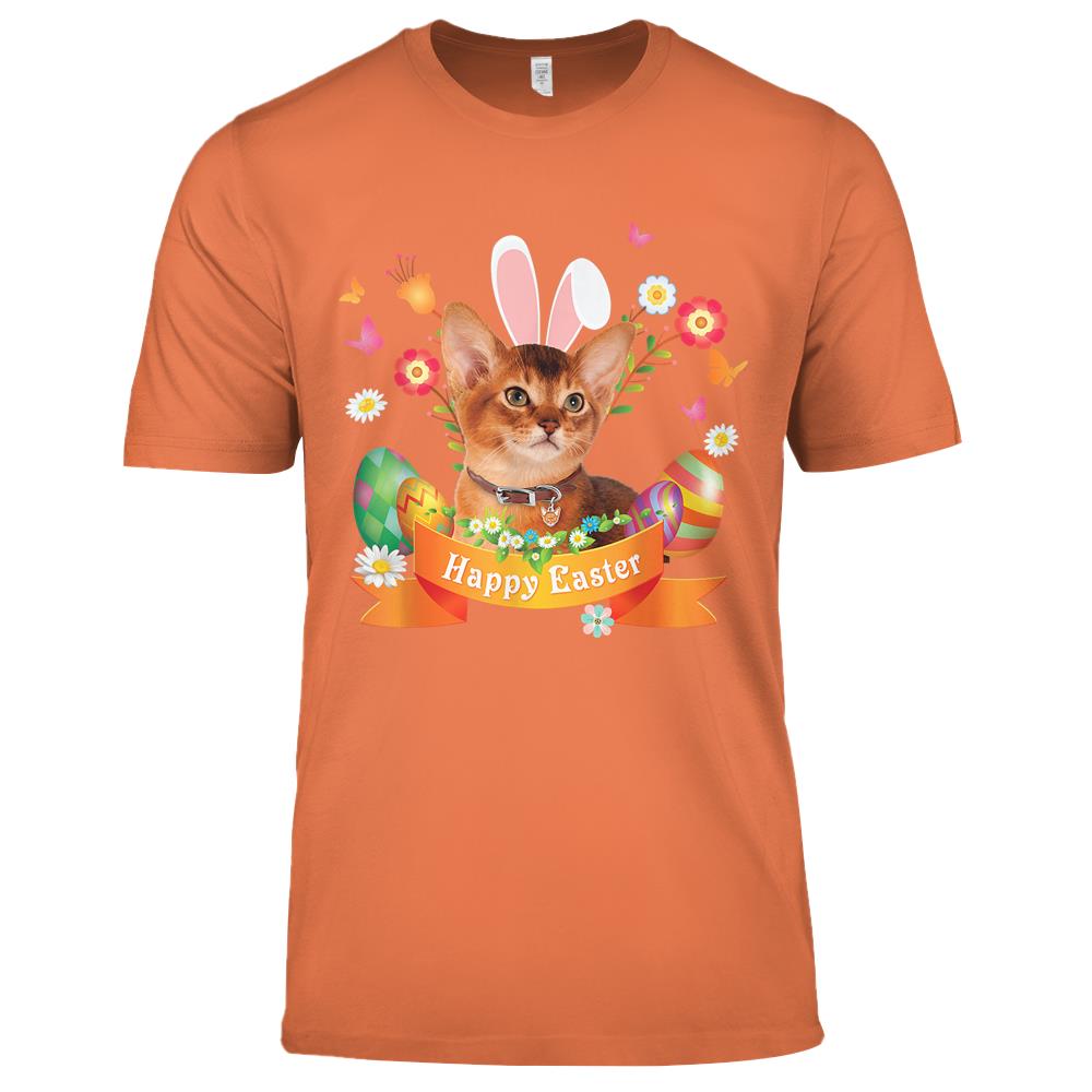 Bunny Abyssinian Cat Happy Easter Day Lover Egg Hunt Lovely Premium T Shirts