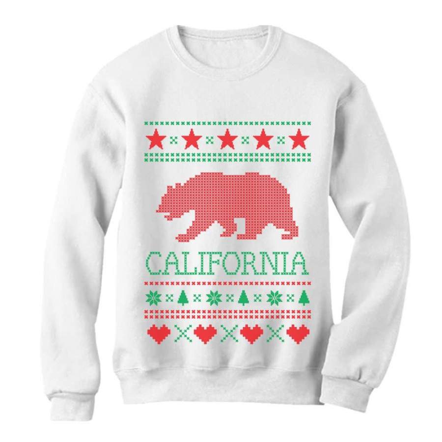 California Republic Bear Ugly Christmas Sweater Women Sweatshirt