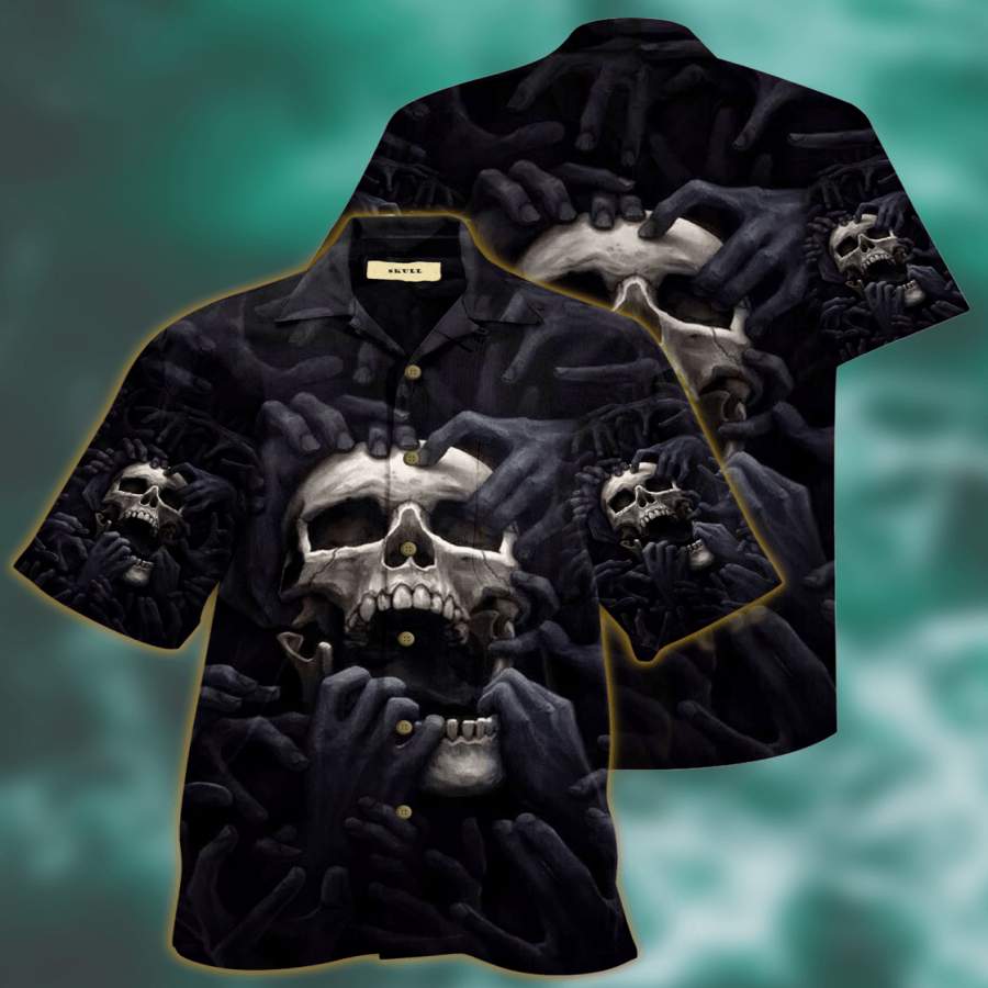 Black Skull Tropical Full Printing Hawaii Shirts Ha65416