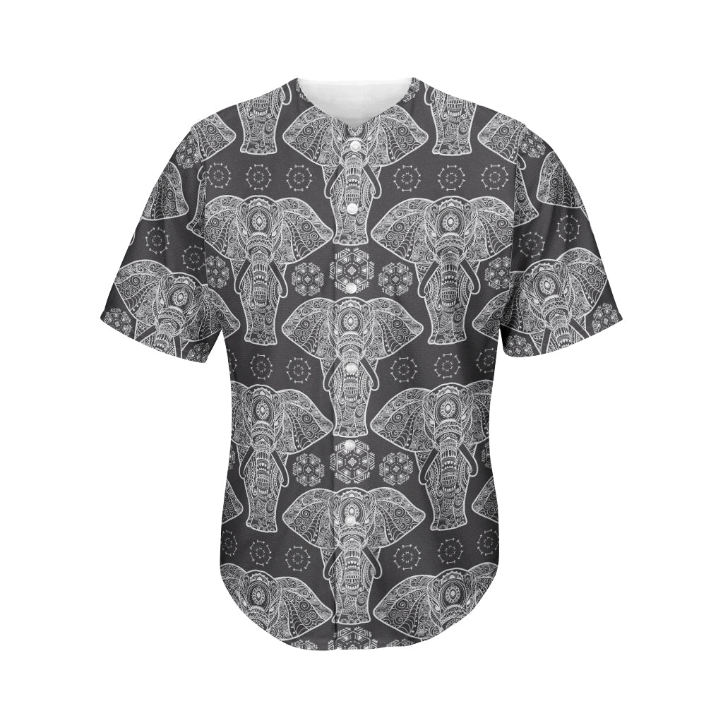 Black And White Boho Elephant Print Men’S Baseball Jersey 3D Print