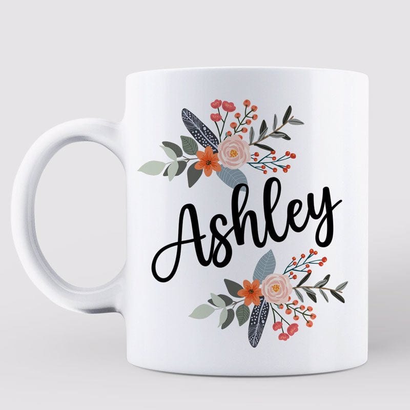 Floral Name Mug For Women And Girl Birthday Gift For Her Personalized Mug