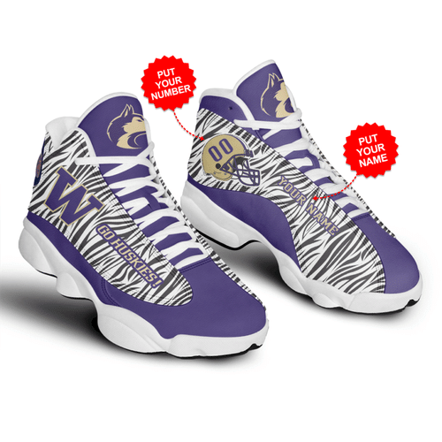 Washington Huskies Football Customized Air Jordan 13 Shoes Sport Sneakers