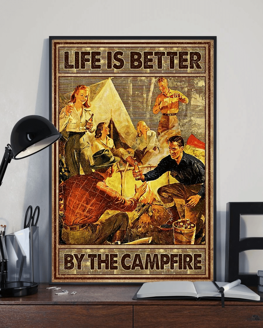 Camping Poster Canvas – Life Is Better By The Campfire Vintage Home Decor Wall Art Evg81052