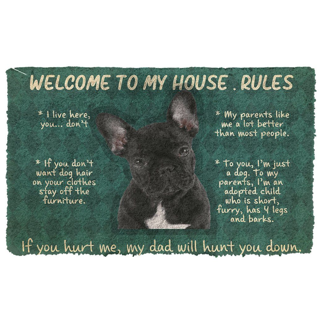 Gearhuman 3D French Bulldog Welcome To My House Rules Custom Doormat