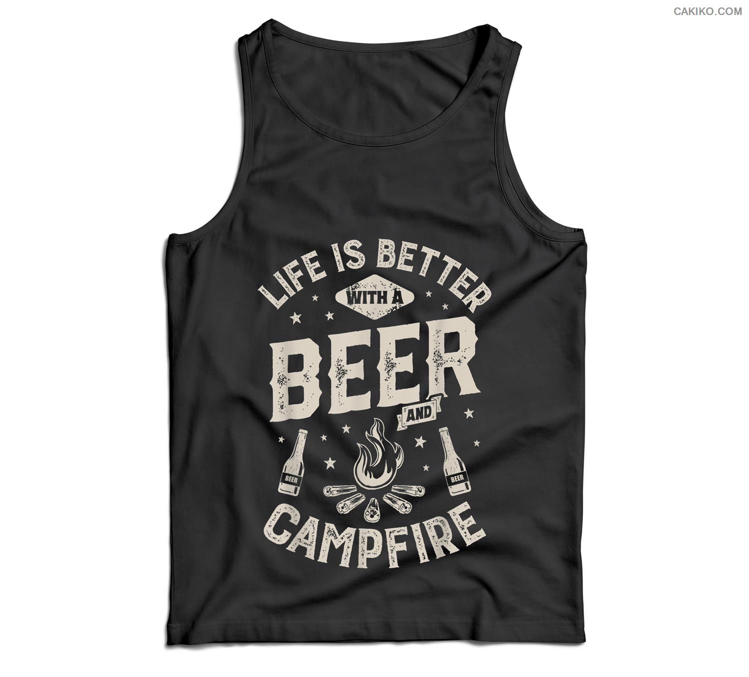 Life Is Better With A Beer And Campfire Camping Gift Men Tank Top