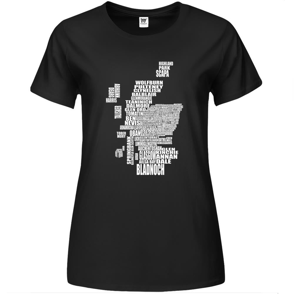 Distillery Map Of Scotland Premium Womens T Shirts