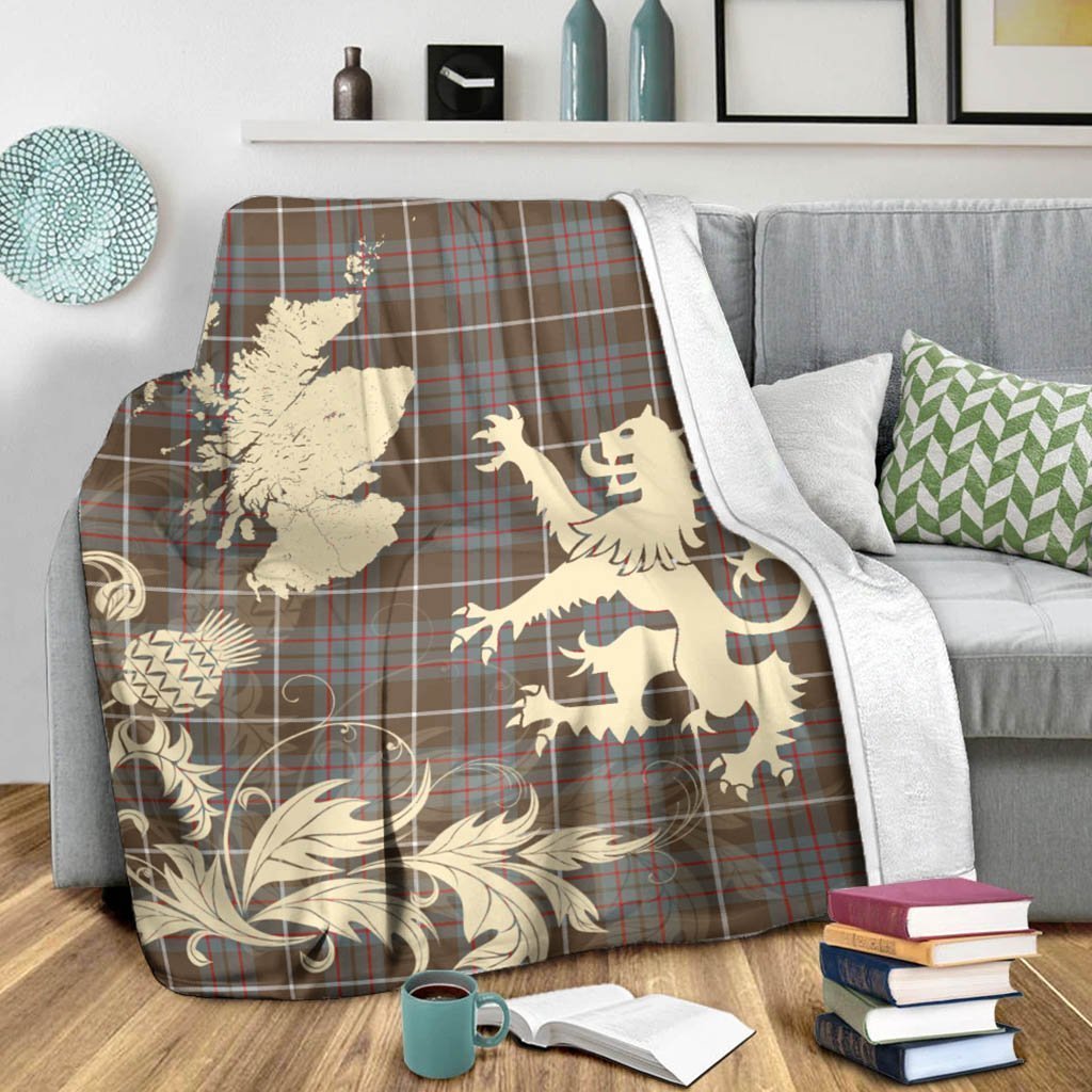 Tartan Blanket Macintyre Hunting Weathered Tartan Scotland Lion Thistle Map Plaid Blanket