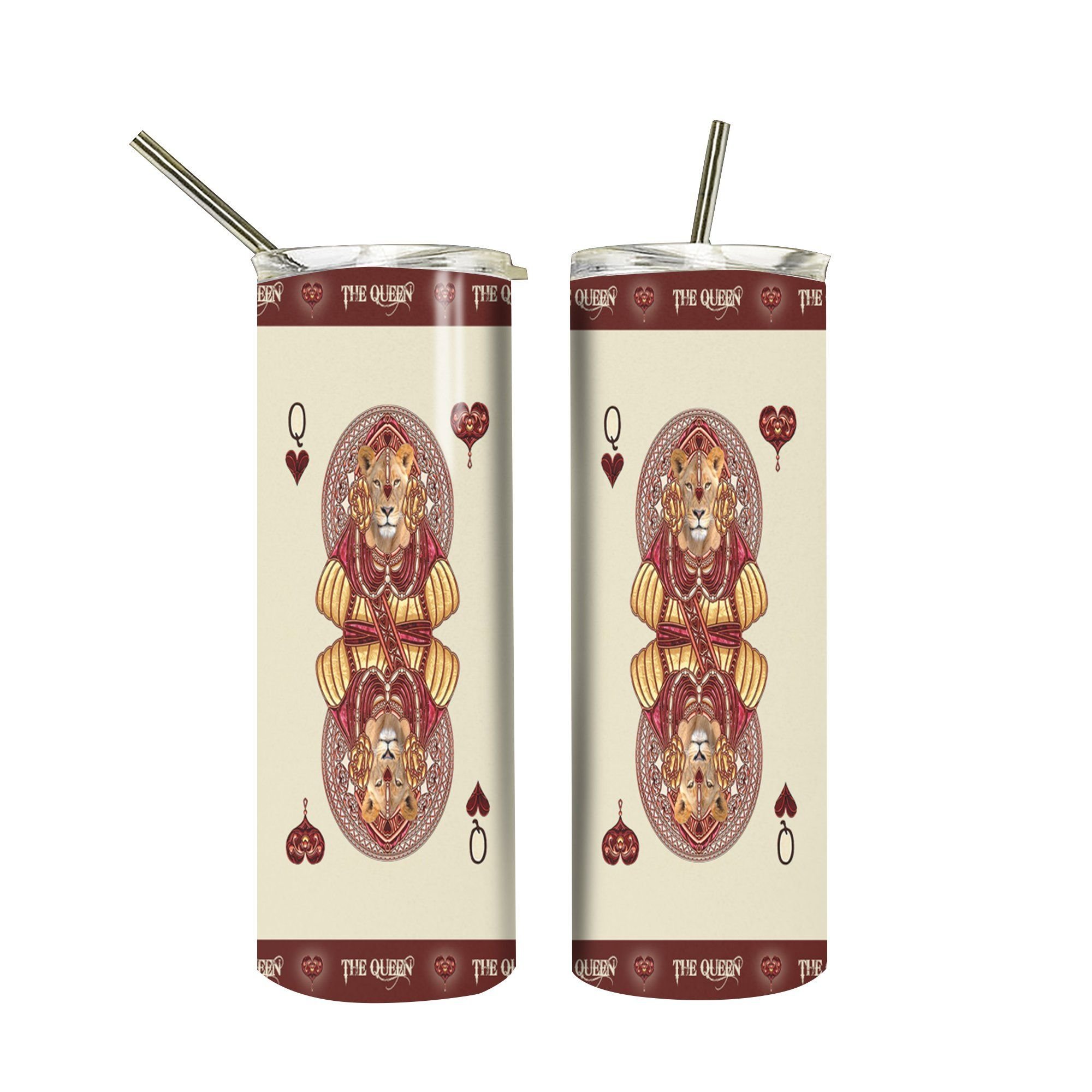 Casespring 3D Queen Hearts Lion Poker Custom Tumbler