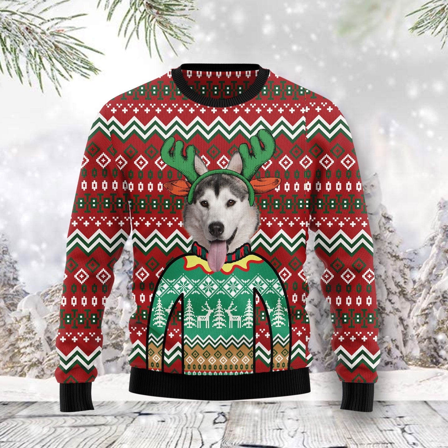 Siberian Husky Christmas Awesome Sweatshirt, Ugly Christmas Sweatshirt For Dog Lovers