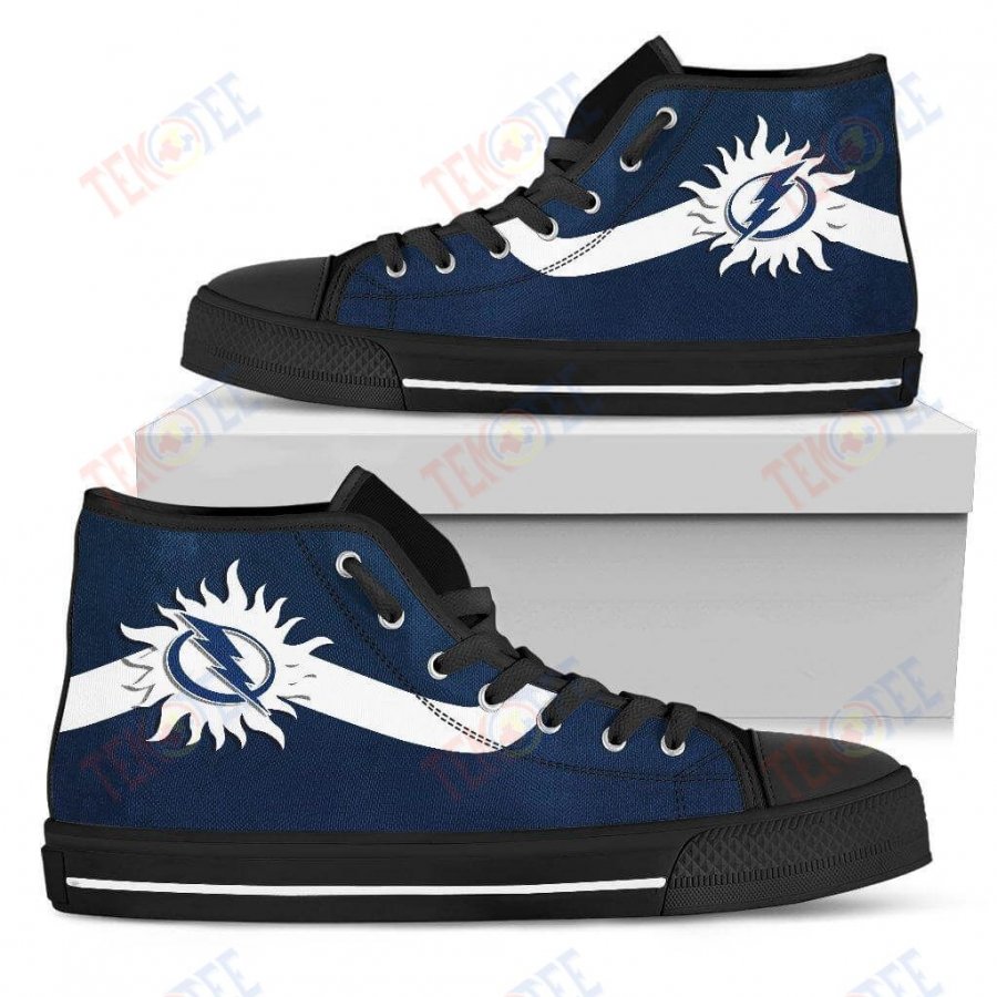 Mens Womens Tampa Bay Lightning High Top Shoes Simple Van Sun Flameshoes TMT904