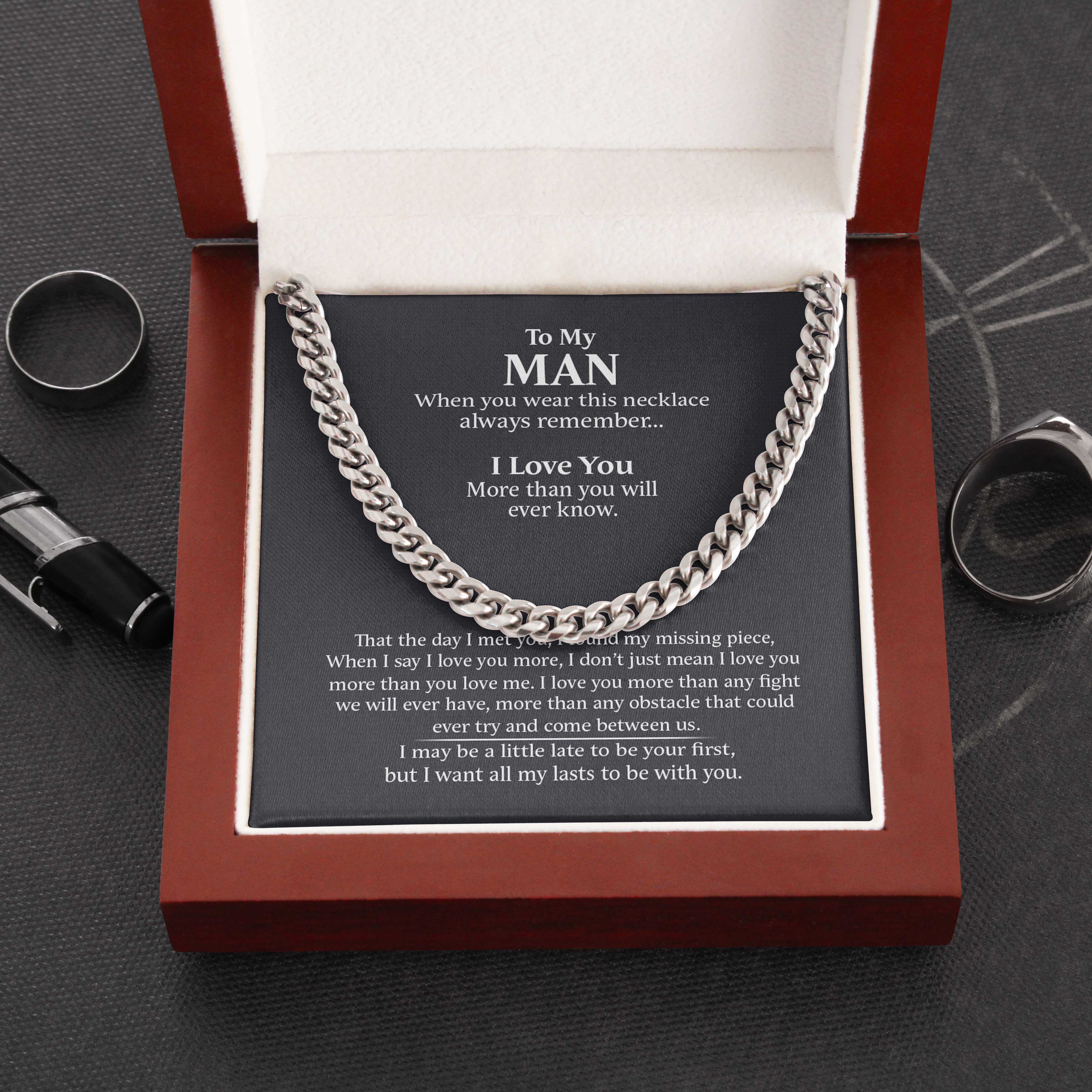 To My Man Necklace Gift – When You Wear This Necklace Always Remember I Love You More Than You Will Ever Know – Cuban Link Chain Necklace