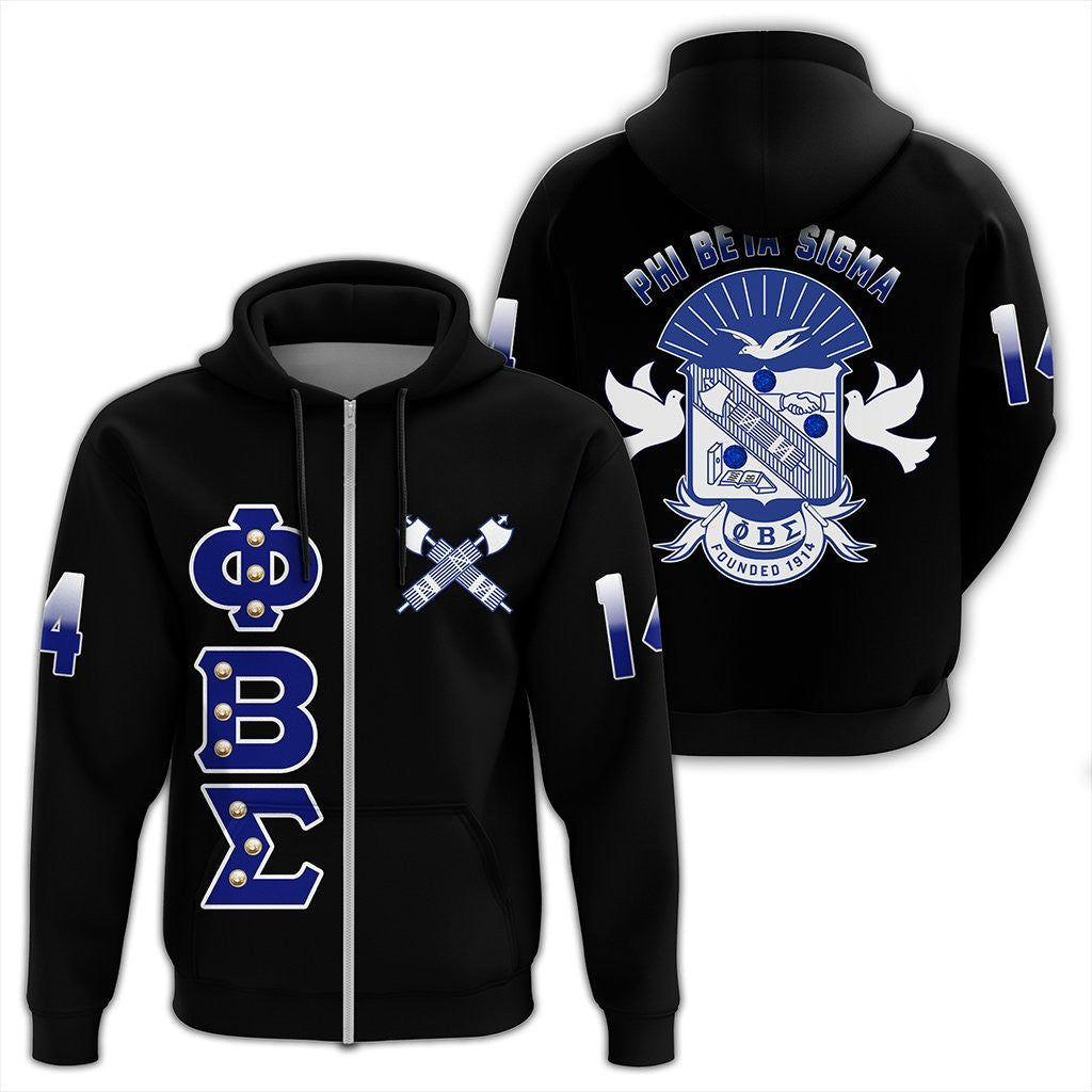 Fraternity Hoodie – Phi Beta Sigma Crystal Black Zip Hoodie