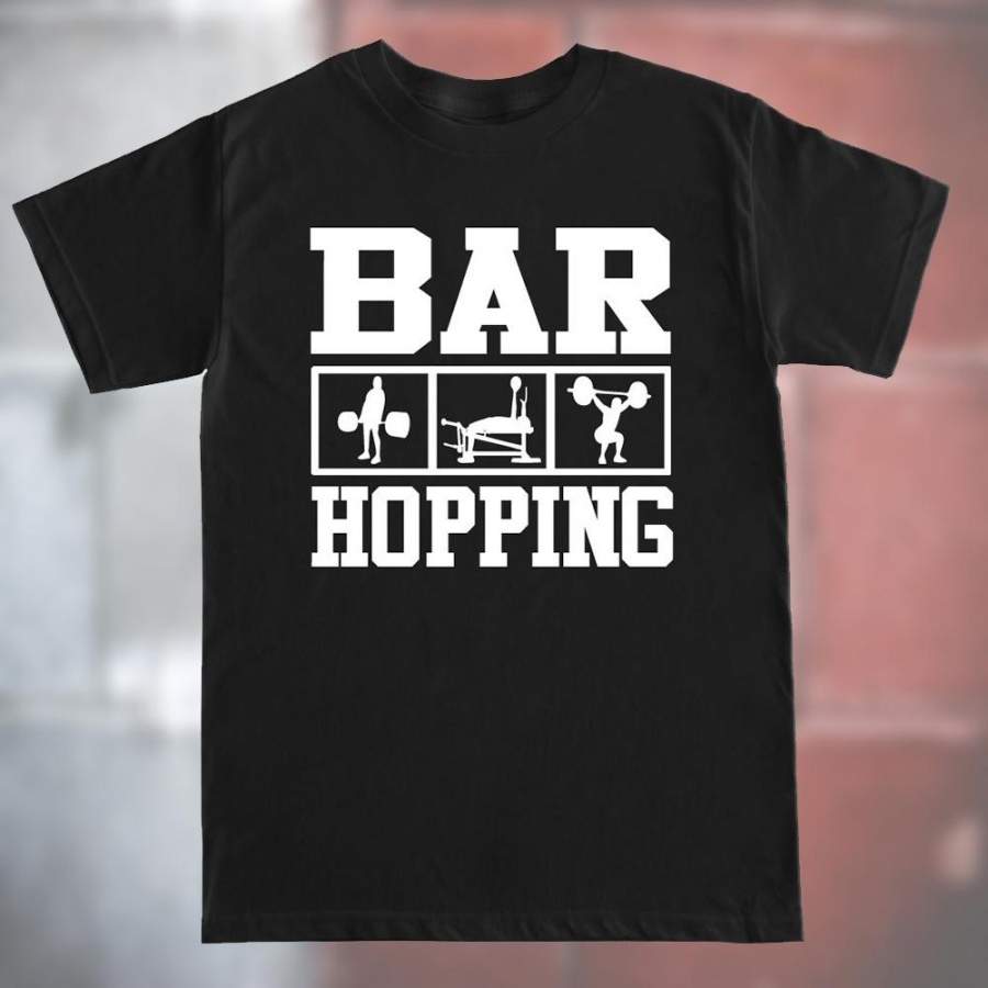 Bar Hopping Motivation Beast Run Lift Gym Fit Workout Running Training Mens T-shirt S-4XL