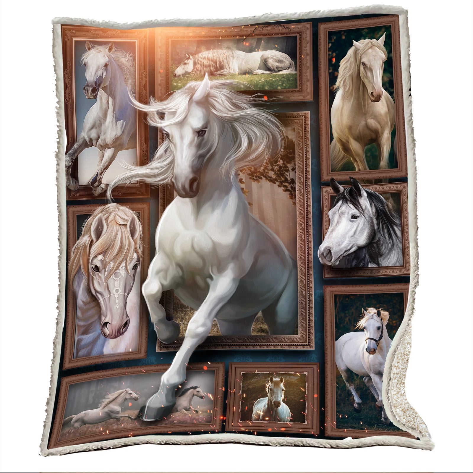 White Horse Fleece Blanket, Horse Blanket, Horse Face Blanket, Horse Farm Blanket, Farm Animal Blanket, Throw Blanket, Fleece Fabric