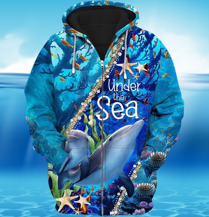 Dolphin Under The Sea For Men And Women Graphic Print Short Sleeve Hawaiian Casual Shirt Y97 For Men Amd Women 3D Hoodie Zip Hoodie Y97