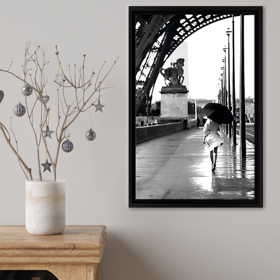 Walking In Paris Framed Canvas Print – Canvas Painting, Canvas Art, Wall Art, Wall Decor
