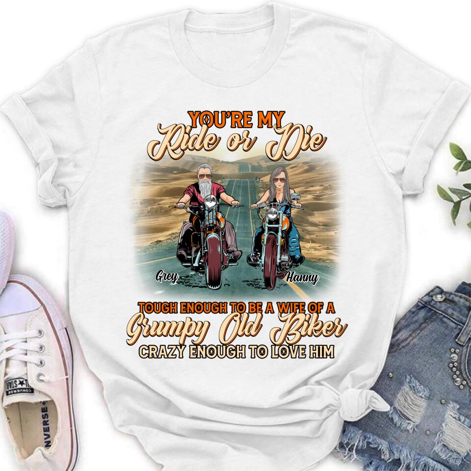 Custom Personalized Couple Biker Shirt/ Pullover Hoodie – Gift Idea For Couple/ Biker – You’Re My Ride Or Die