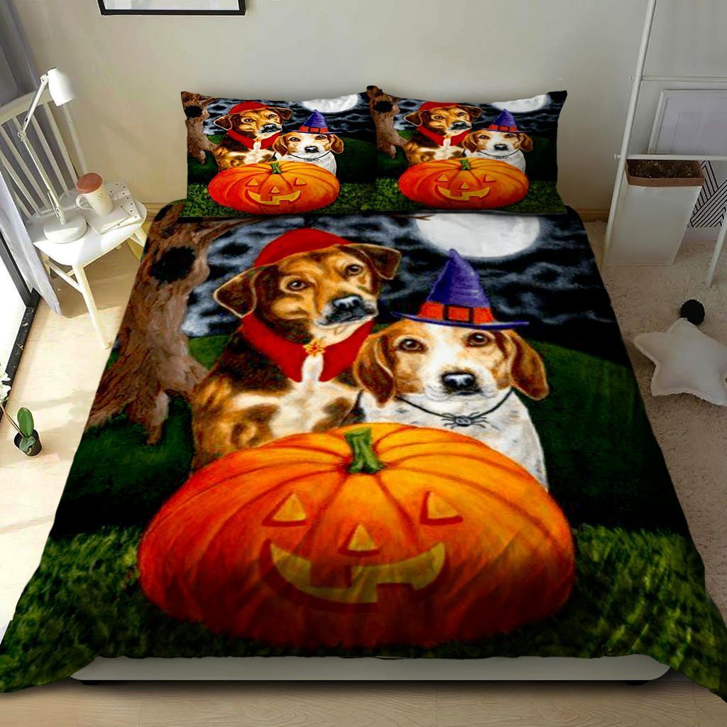 3D Beagle Pumpkin Halloween Cotton Bed Sheets Spread Comforter Duvet Cover Bedding Sets