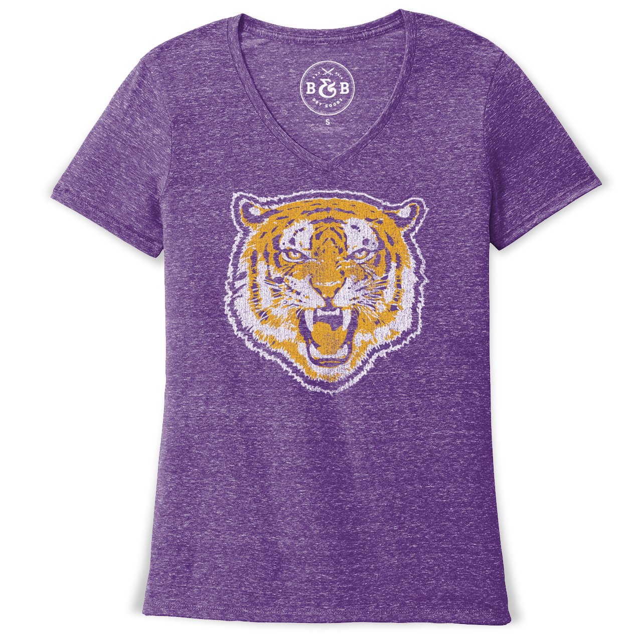 B&B Dry Goods LSU Tigers 84 Tiger V-Neck T-Shirt – Snow Heather Purple