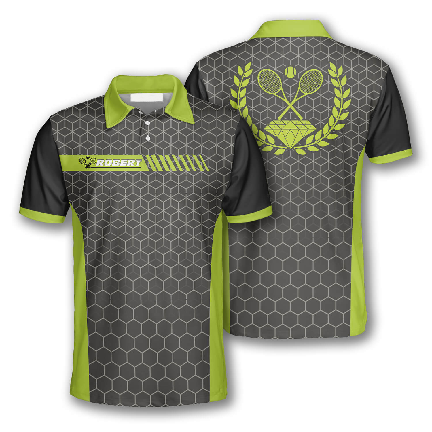 Tennis Honeycomb Pattern Emblem Custom Polo Tennis Shirts For Men