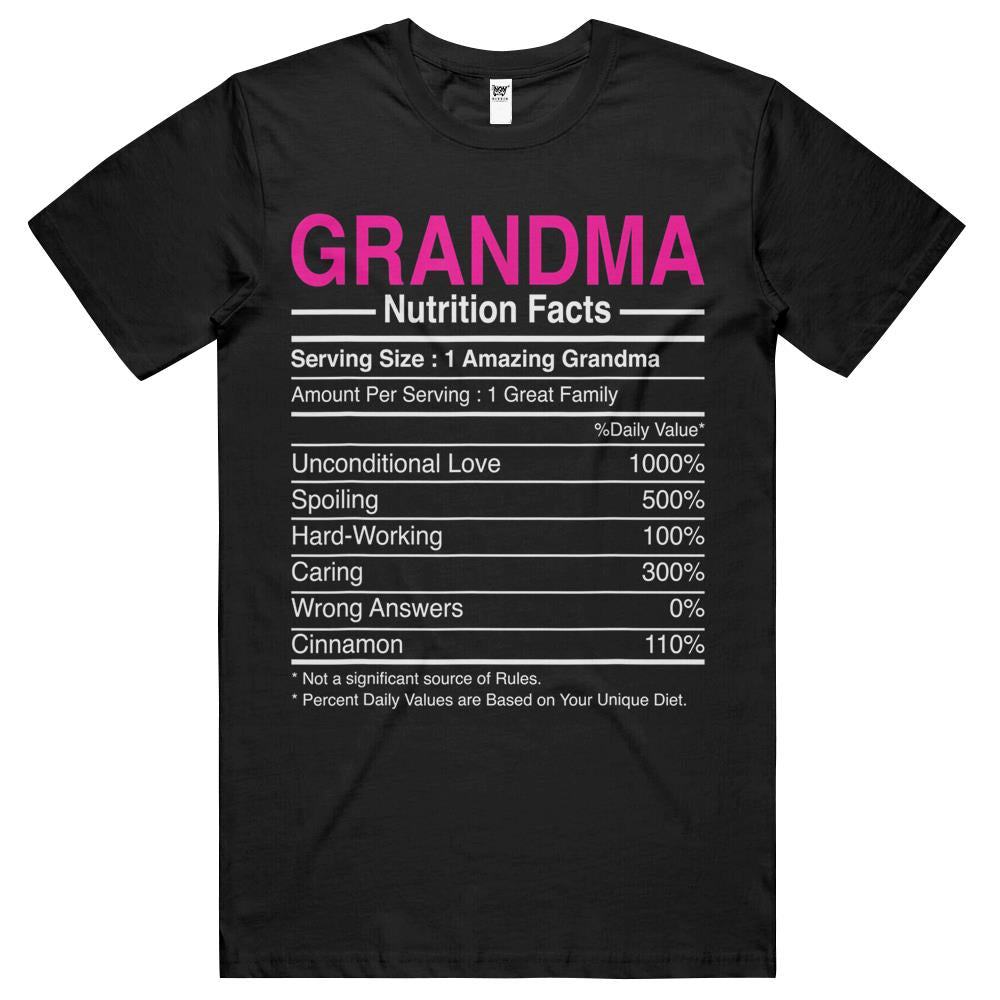 Nutritional Facts Shirt, Nutrition Facts T Shirt, Grandma Nutritional Facts – Funny Grandmother Nutrient T Shirts