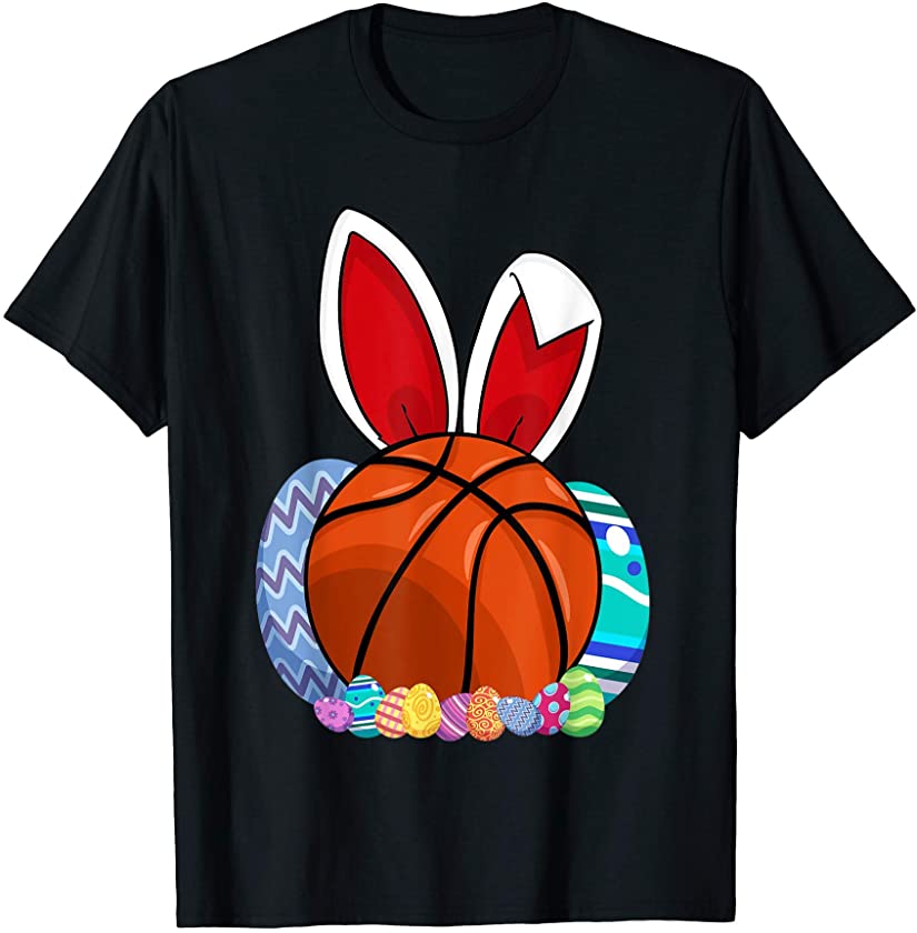 Cute Basketball Easter Egg Bunny Shirt For Kids Boys Toddler T-Shirt