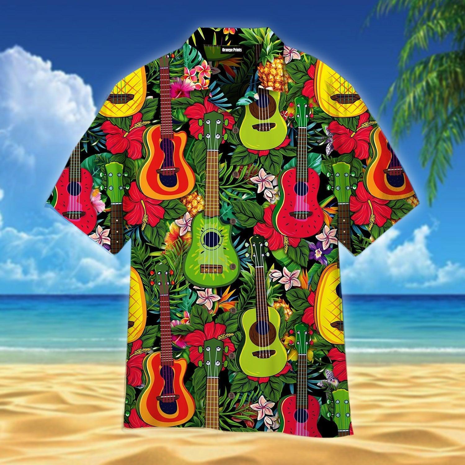 Ukulele Colorful Tropical Hawaii Shirt For Men Women Ha22183