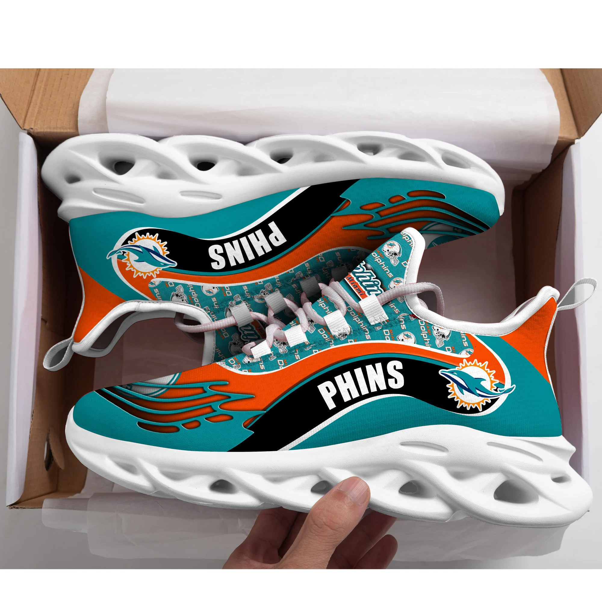 Miami Dolphins Yezy Running Sneakers Bb183