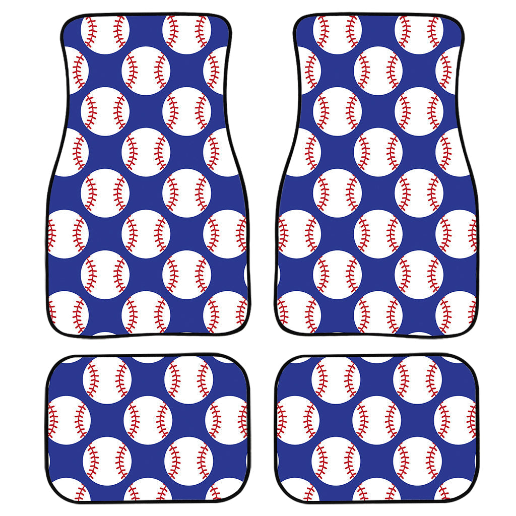 Blue Baseball Pattern Print Front And Back Car Floor Mats, Front Car Mat